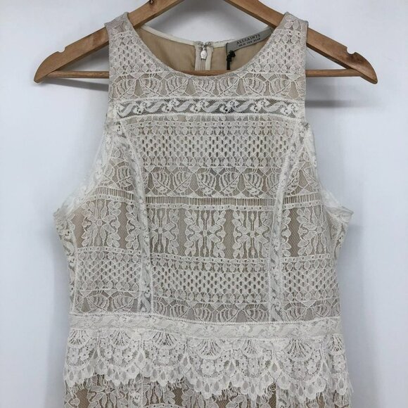 NWT Allsaints Melia Lace sleeveless mini Dress Size 6 in Oyster White - Picture 6 of 16